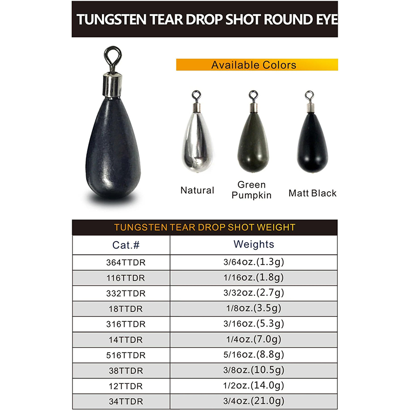 unpainted 1.5g 2.5g 3.5g 5g 7g 8.5g 10.5g 14g Tungsten Tear Drop shot Weight